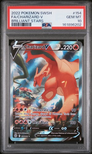 2022 POKEMON SWORD & SHIELD BRILLIANT STARS #154 FULL ART/CHARIZARD V PSA 10