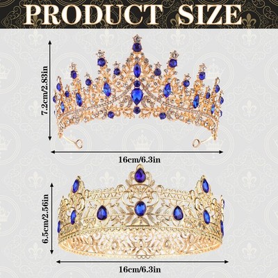 2 Pcs Crown Set Alloy Diamond Men Women Royal Wedding Party Accessories Amazon.com: 2 Pcs King and Queen Crowns Set King Crowns for  main image 3
