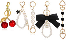 5 Pcs Bag Extender Chain  Keychain Sweet Cherry Bag Charms Purse with Pearl Rib
