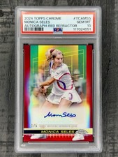 2024 Topps Chrome Tennis MONICA SELES Red Refractor Auto 1st Print /5 PSA 10