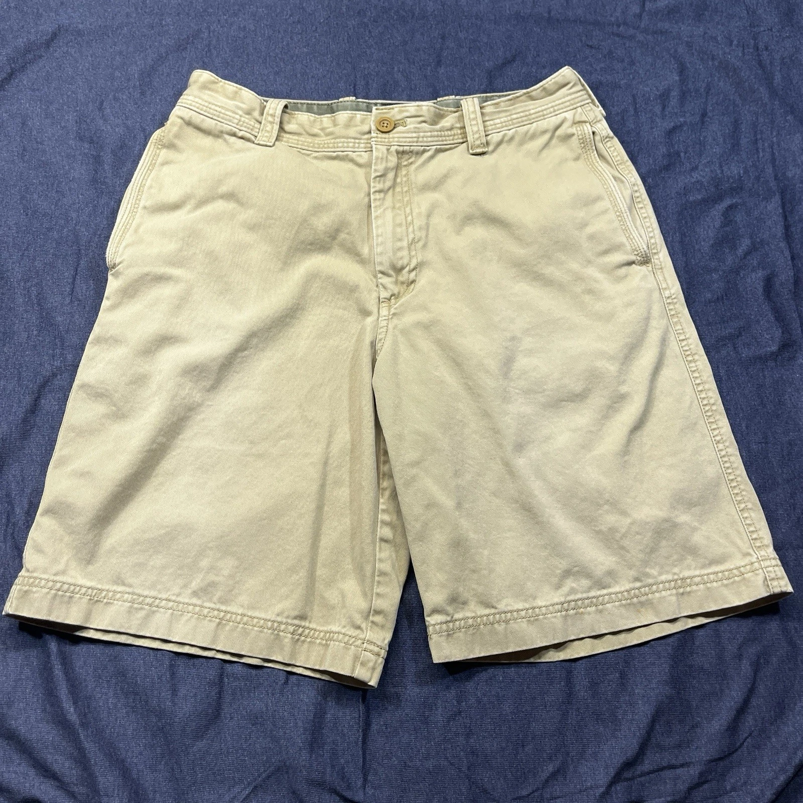 Timberland pantaloncino uomo vintage beige marrone kaki logo ricamato taglia 32