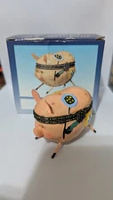 Folk Art Adorable Hand Painted Pig Trinket Box Barnyard With Original Box