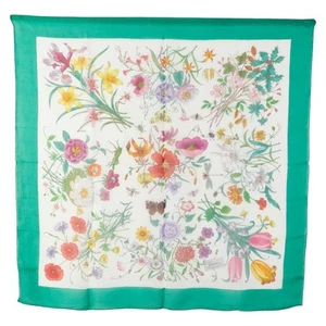 Foulard GUCCI Flora vert multicolore soie femme