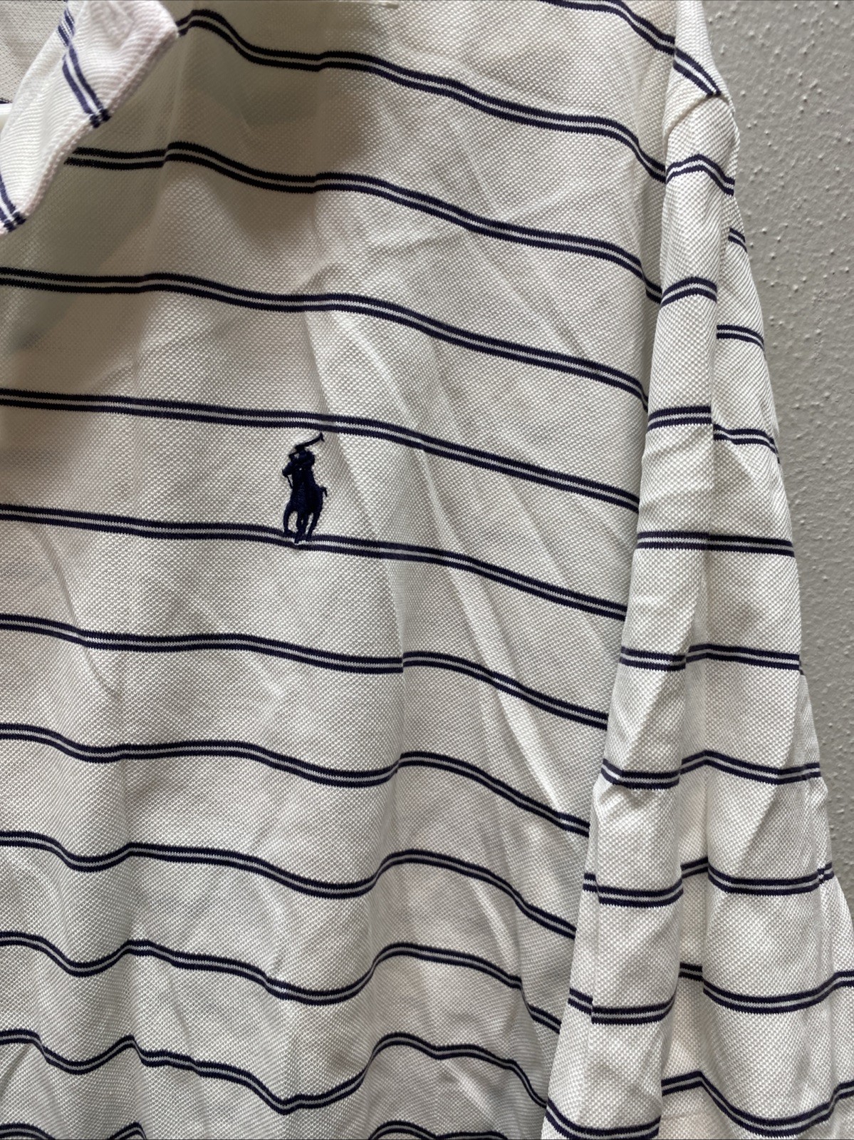 MAGLIA POLO RALPH LAUREN XL BIANCA BLU NAVY RIGHE LISLE INTERLOCK PONY GOLF
