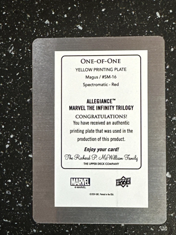 2024 UD Marvel Infinity Trilogy Magus Spectromatic Red Yellow Printing Plate - Image 2 of 2