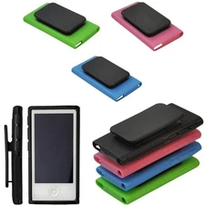 Case for Apple iPod Nano 7 7th Gen - TPU Gel Rubber - w/ Belt Clip - US Seller
