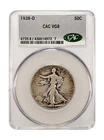 1938-D Walking Liberty Half Dollar CACG VG8 Circulated Key Date 50C