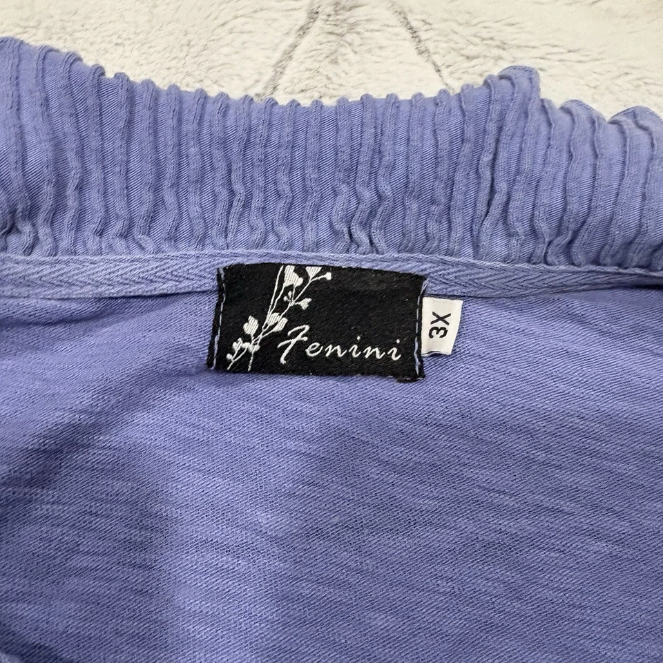 Top Fenini para Mujer 3X Púrpura Algodón Lagenlook Boho Hippie Fluido Hecho en EE. UU. Foto 3 de 4