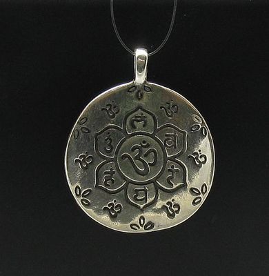 Genuine Sterling Silver Pendant Aum Sign Solid Hallmarked 925 Handmade