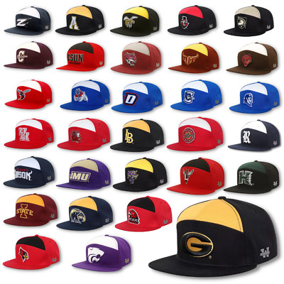 Officially Licensed NCAA Cotton College Flat Bill Embroidered Snapback Hat Cap