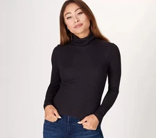 NEW PEACE LOVE WORLD RIB KNIT TURTLENECK TOP BLK SMALL  S