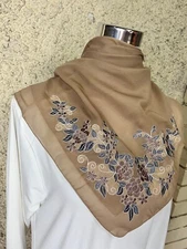 Square Scarf Hijab – Cotton Chiffon Lightweight Head Wrap Shawl- Light Brown