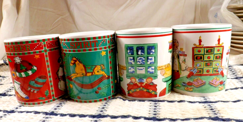 SET OF 4 Christmas Mugs Signature Houseware 11 oz Stoneware - Picture 2 of 10