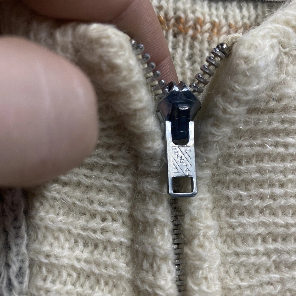 Cardigã Vintage 50S Mohair Suéter Masculino Médio Branco Peregrino Moletom com Zíper - Imagem 4 de 4