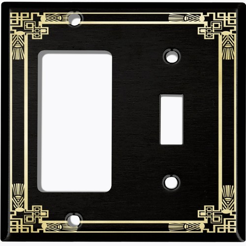 Metal Light Switch Cover Wall Plate For Room Victorian Black Yellow Frame FRA086 - Bild 14 von 14