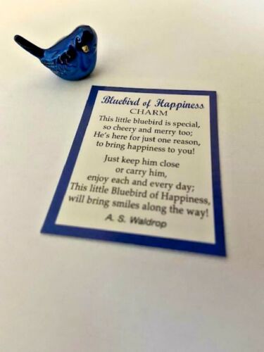 Ciondolo tascabile Bluebird of Happiness e cartolina storia di Ganz - Foto 3 di 4