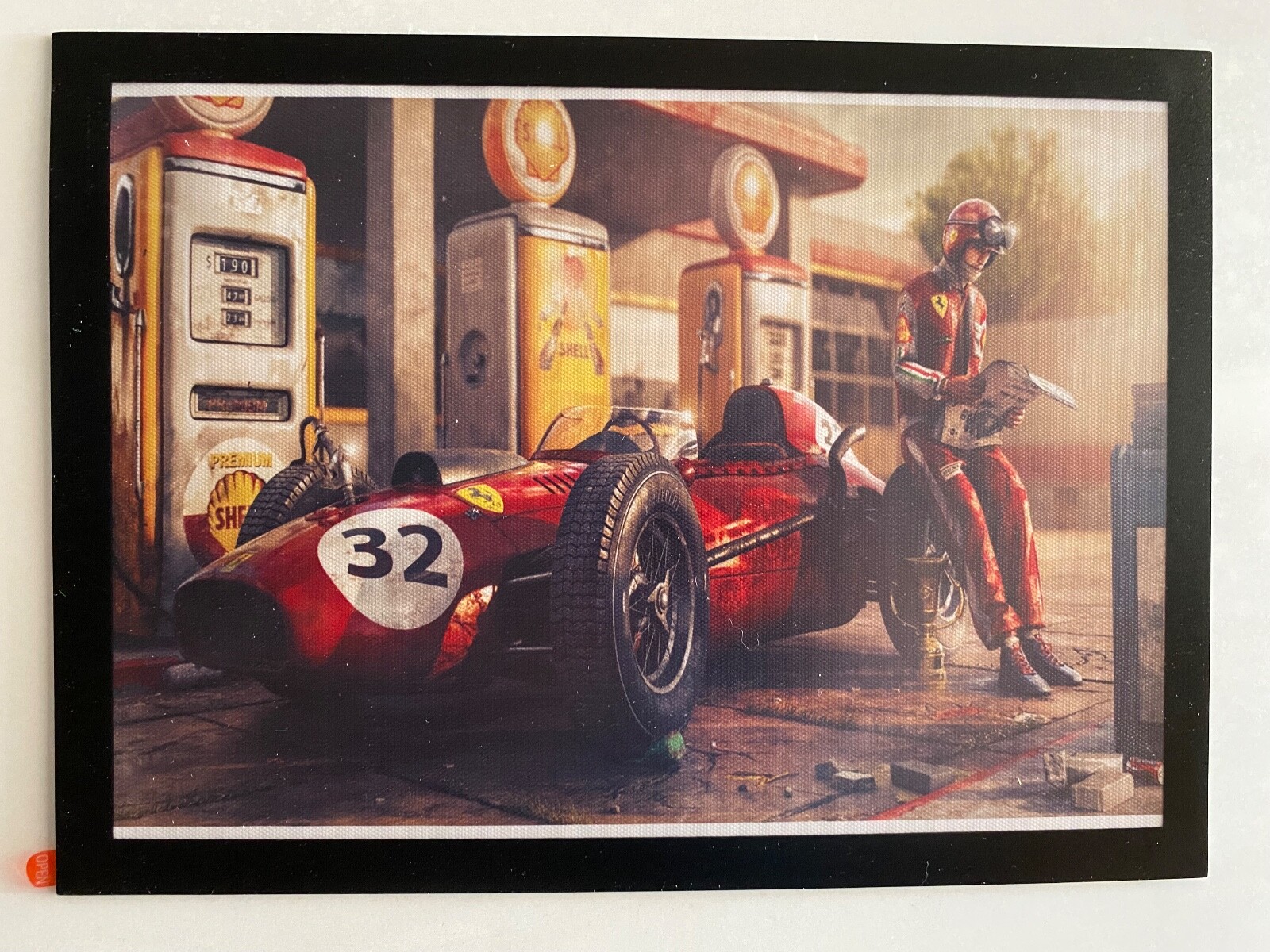 Cadre poster magnétique Ferrari F553 Squalo vintage en bois noir 21x32 cm
