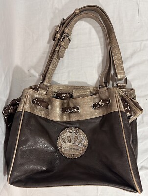 Vintage Designer Purse Handbag Color Brown Crown Emblem Y2K