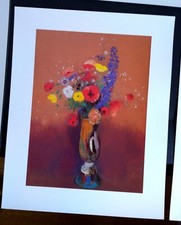 stampa dipinto O. REDON bouquet fleurs    museo D' ORSAY  quadro arte cm 24x30