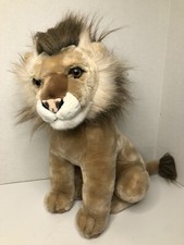 People Pals Plush Lion Realistic Sitting Tan Stuffed Animal 16 Tall Male Cat