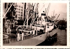 1945 WWII Cargo Ship Docks Cranes Port London England Vtg Found Photo Snapshot