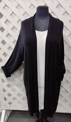 Italy Mode, LAGENLOOK, Strickjacke, lang, Schalkragen, schwarz