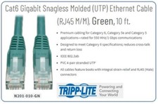 Tripp Lite Cat6 Gigabit Snagless Molded UTP Ethernet Cable RJ45 M/M 10 ft.