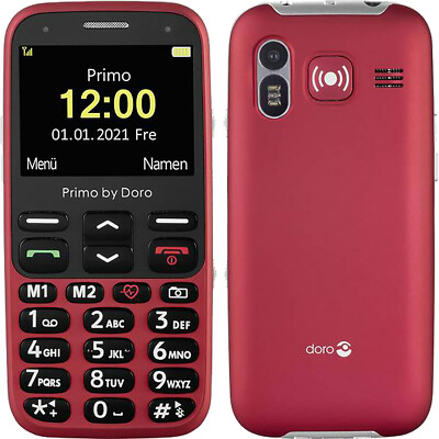 BNIB Doro Primo 368 Single Sim Red Factory Unlocked 2G GSM