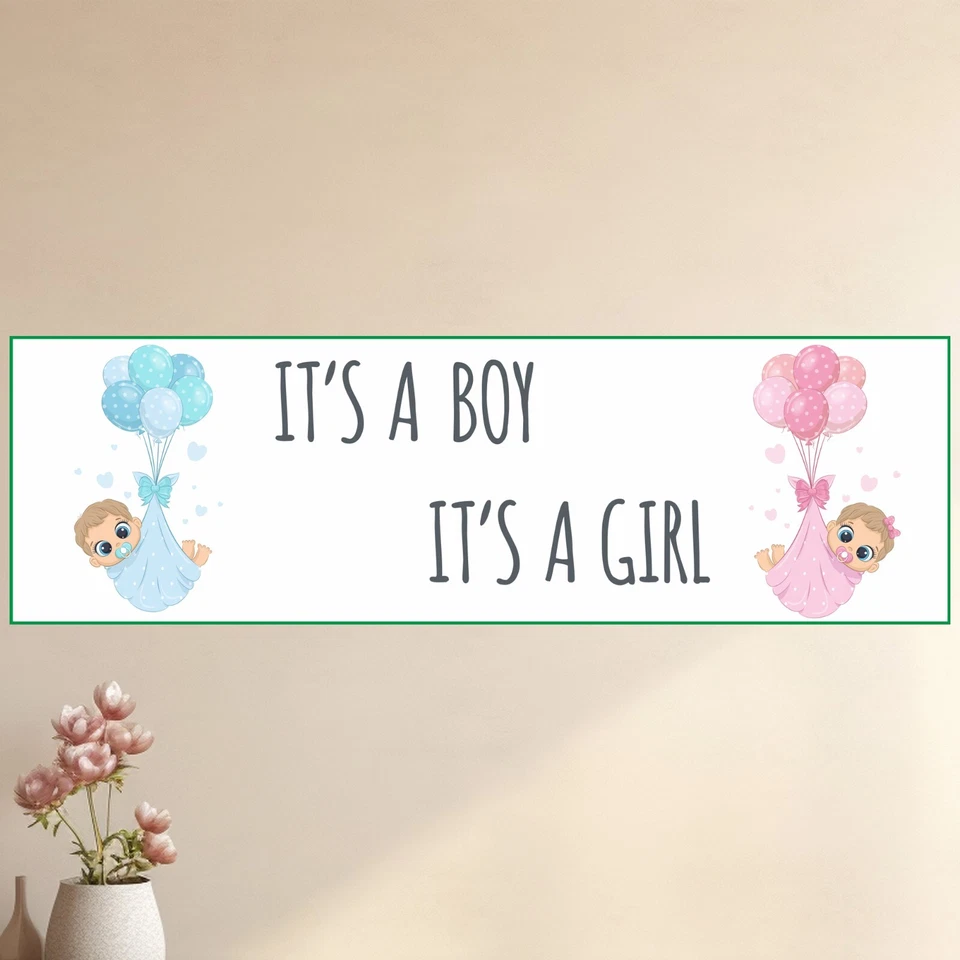 2x Banner personalizado para chá de bebê revelação de gênero decoração de festa - Imagem 2 de 4