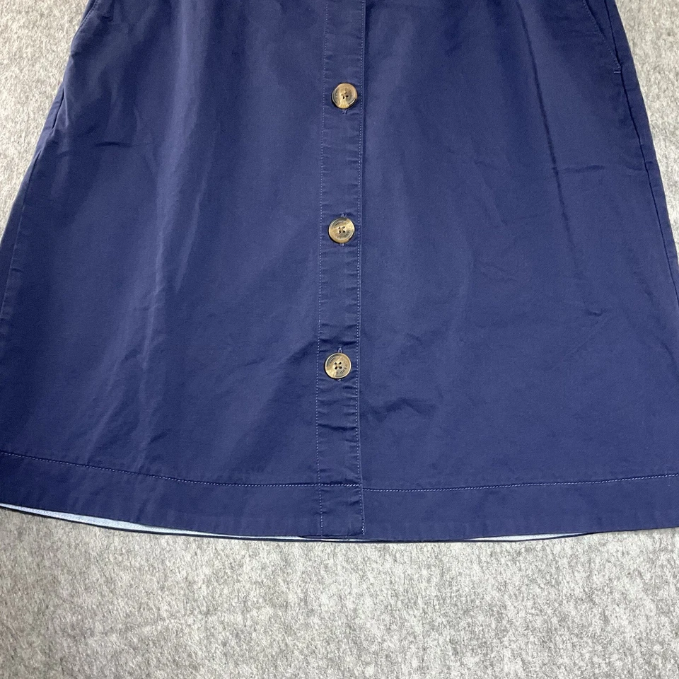 Falda Lands End Mujer Mediana Azul Bolsillos Botón Frontal Cápsula Minimal Preppy Foto 4 de 4