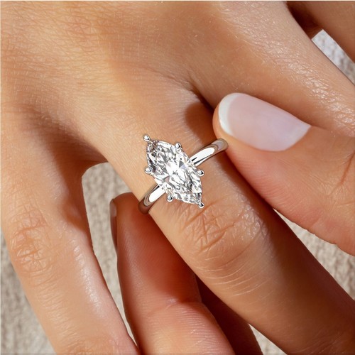 Marquise Solitaire 14K White Gold Engagement Ring,3.00 ct, Lab-grown IGI - Picture 6 of 22
