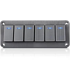 Waterproof Toggle Switch Panel 6 Gang Aluminum Rocker Switch Panel 12V/24V On-Of