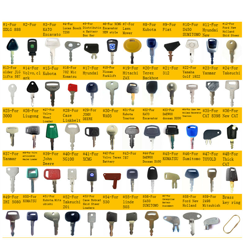 ジョン 59pc Heavy Equipment Key Set Construction Ignition Keys for