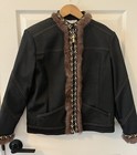 St. John Collection by Marie Gray Black Denim  Fur Jacket Size 6 EUC — photo 1