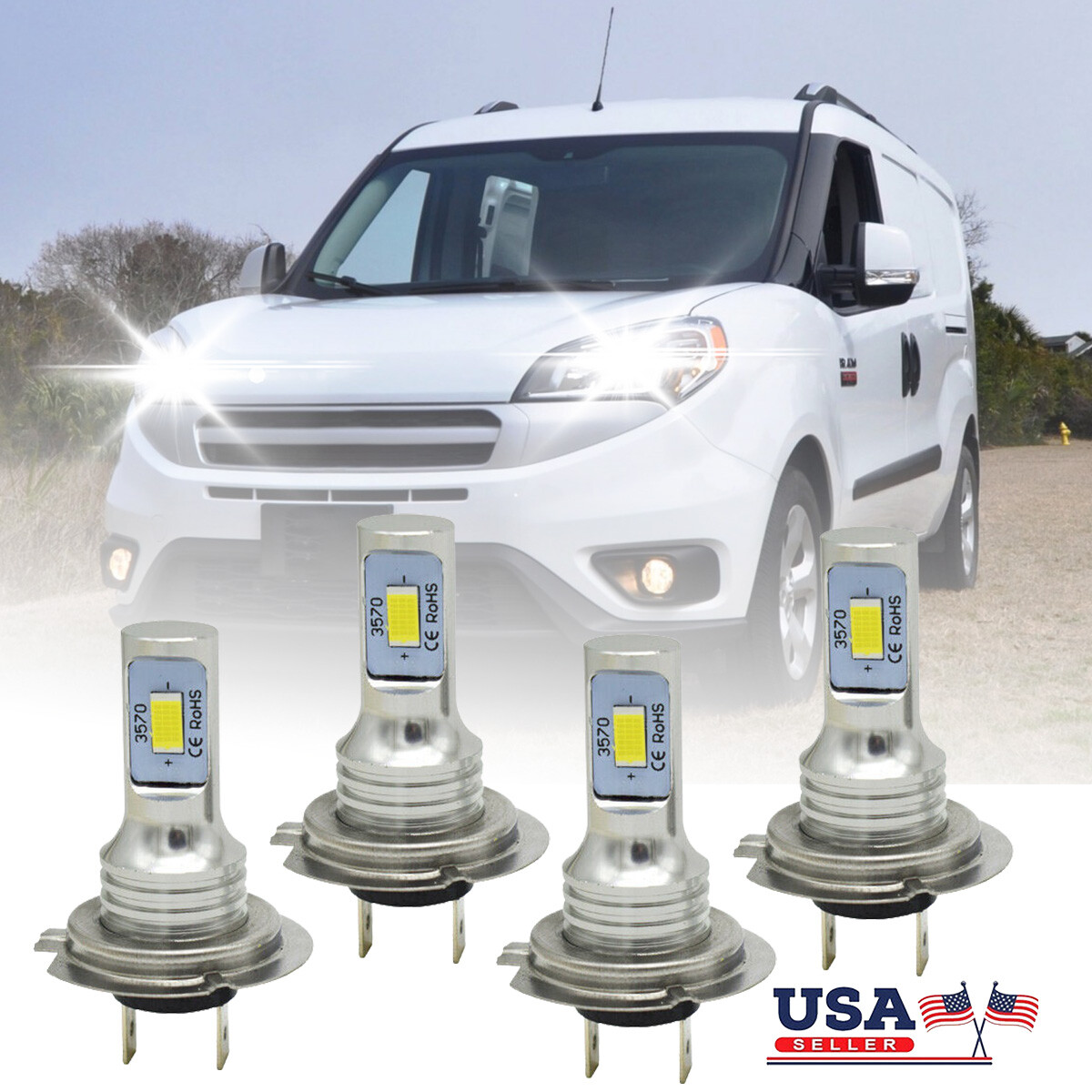 For Ram ProMaster 1500 2500 3500 2014-2018 - ZL Front LED Headlight Hi/Lo Bulbs