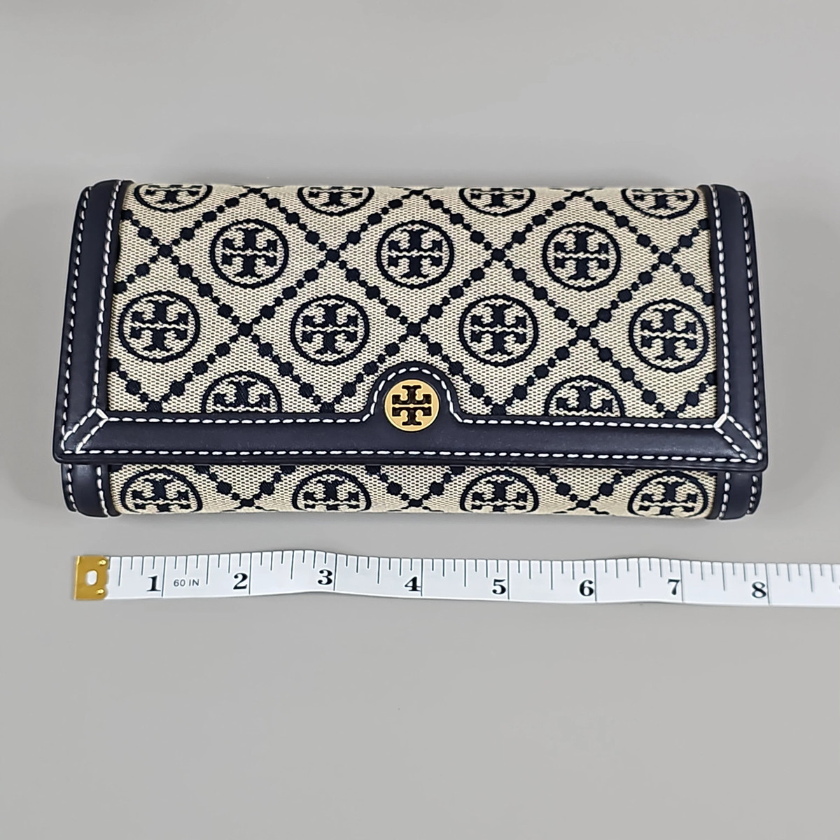 TORY BURCH T Monogram Jacquard Chain Wallet Crossbody Clutch Tory 