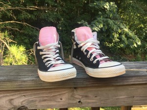 pink and black converse high tops