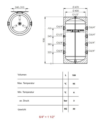 Wärmepumpen Trennspeicher 100 Liter Pufferspeicher Initialspeicher Mini-Puffer - Bild 4 von 4