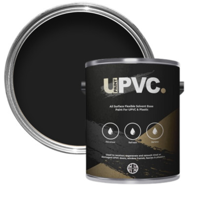 PVC-Lack schwarz glänzend 1L - Fenster - Tür - Kunststoff - Dachrinne - Blende