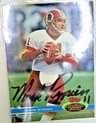 Tim Rypien Signature MARK RYPIEN - SIGNED AUTOGRAPHED - 1991 TOPPS STADIUM CLUB CARD #393 ...