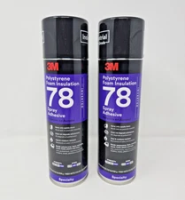 (2) 3M Polystyrene Insulation 78 Spray Adhesive Clear, Net  17.9 Oz Double Pack
