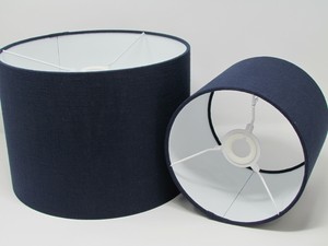 Plain Navy Blue Textured Linen Drum Lampshade Ceiling Light Shade