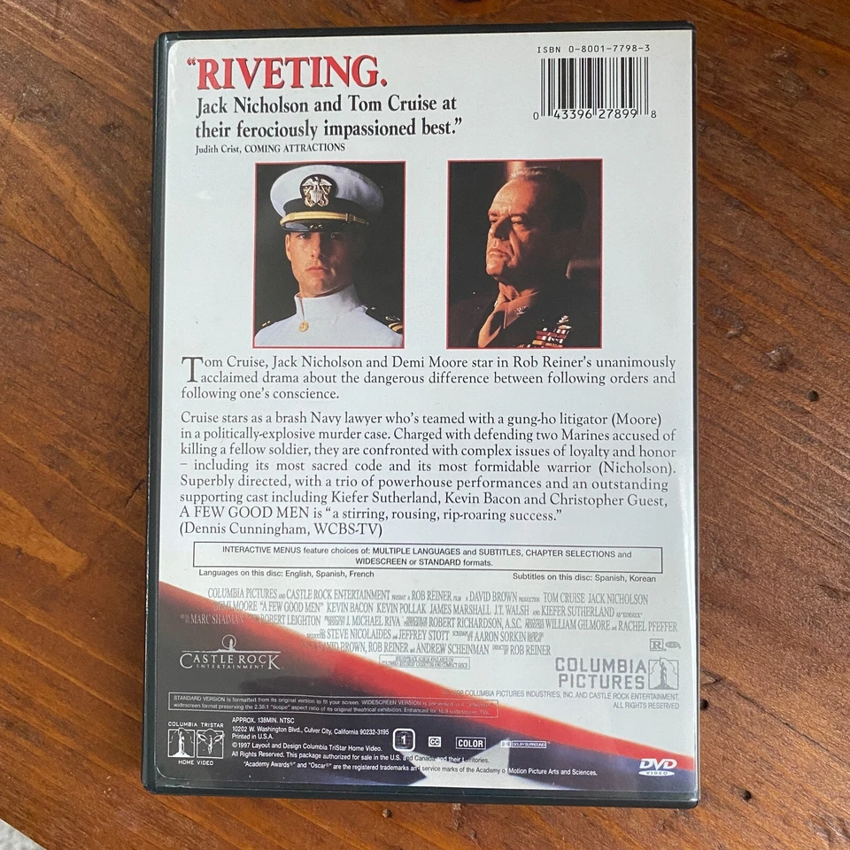DVD A Few Good Men movie 138 minutes rated R riveting entertainment media - Image 3 of 3