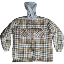Dickies Flannel Insulated Button Hooded Jacket Work Shacket 2XL/3XL Repaired