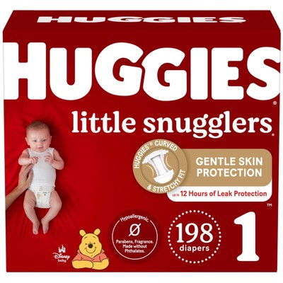 Huggies Little Snugglers Baby Diapers, Size 1 - 198 Count