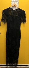 Lorrie Kabala Vintage 80s Lace Black High Neck Victorian Wedding Dress