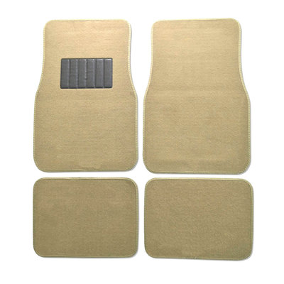 New 4pcs Set Plush Deluxe Front Rear Car Truck Carpet Floor Mats Light Beige