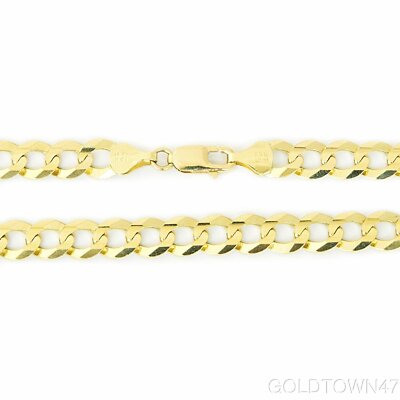 Solid 10k Yellow Gold Comfort Cuban Curb Chain Necklace
