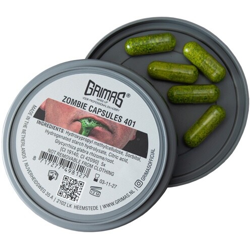Zombie Blood Capsules Green Mouth Safe Halloween Horror FX Grimas Pack Of 5