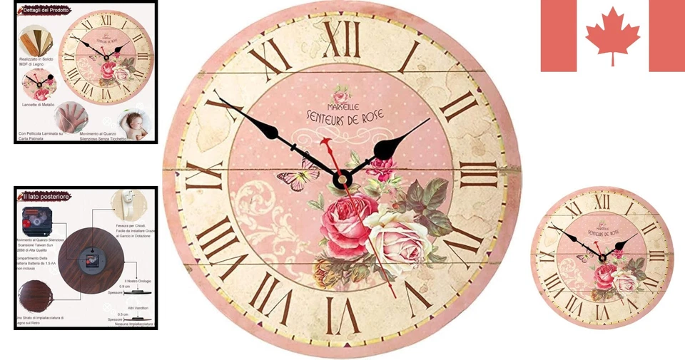 Charming 14-Inch Wooden Wall Clock with Silent Movement - Ideal for Any Room - Image 2 of 4
